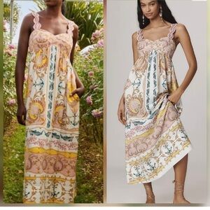 FARM Rio Maritime Magic Linen Blend Sleeveless Maxi Dress